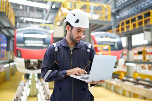 Engineer working on laptop