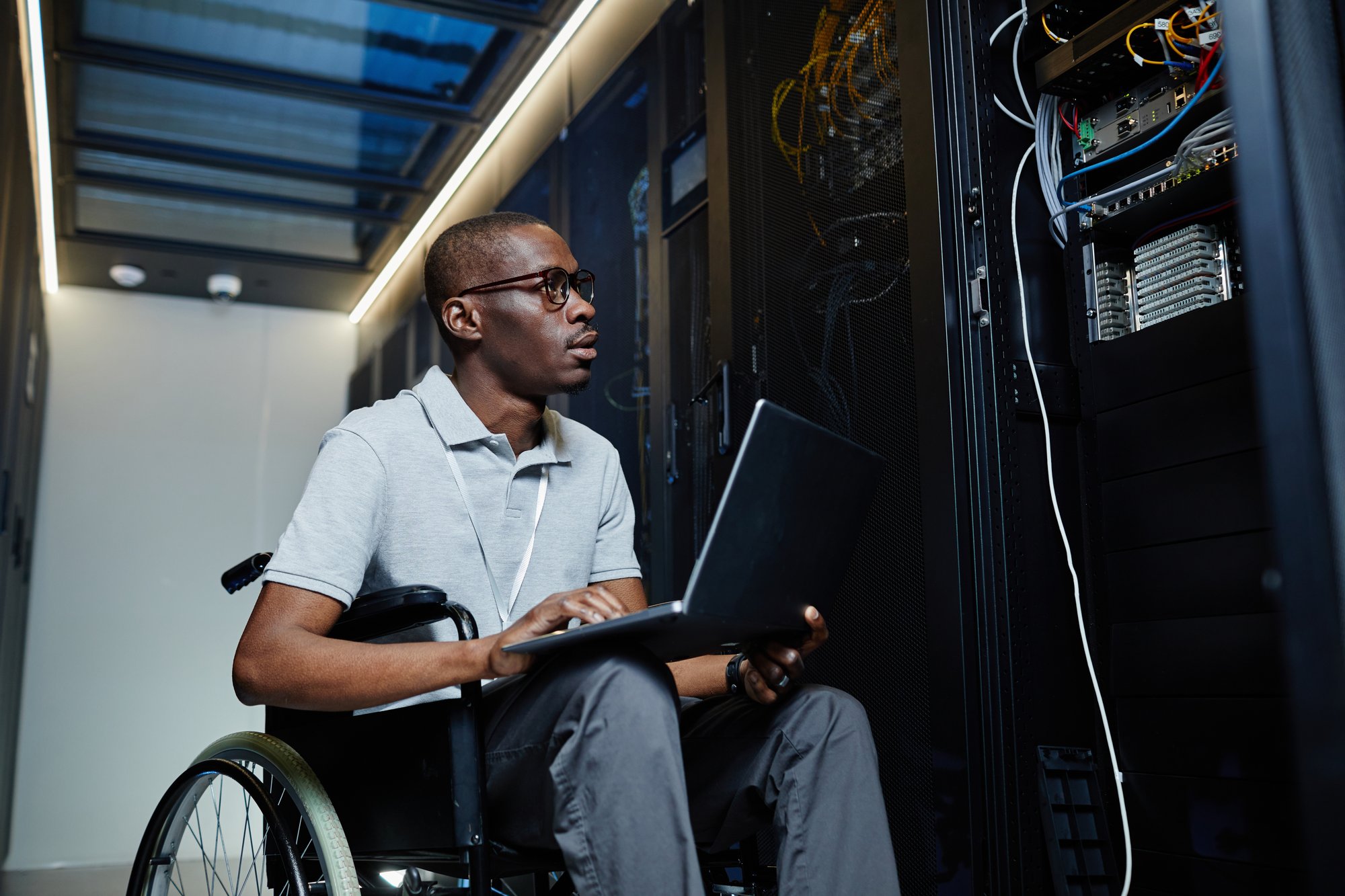 IT guy working in server room