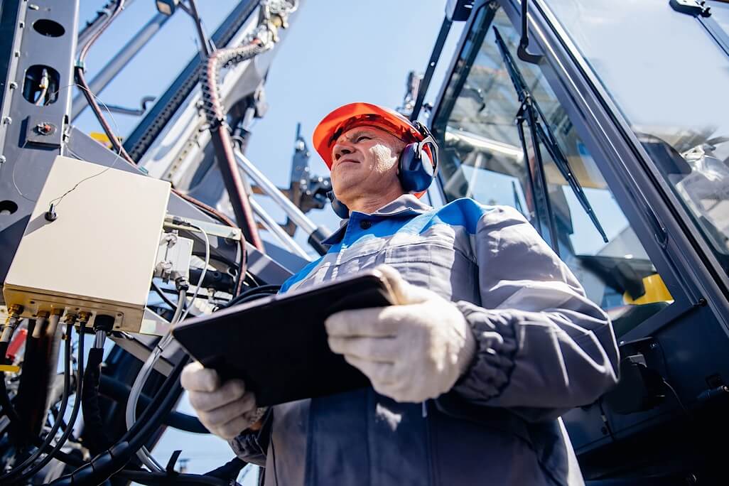 Industry operator using mobile tablet