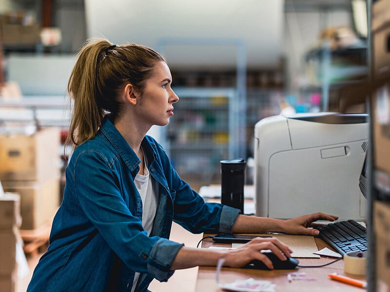 An Employee working on his computer